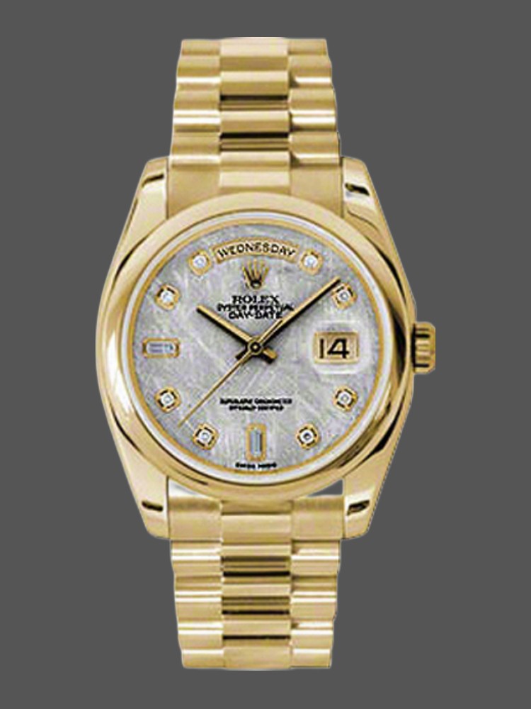 Meteorite Grey Diamond Dial Yellow Gold Date 36mm Unisex