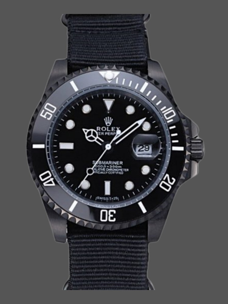 Black Nylon Strap Black Dial