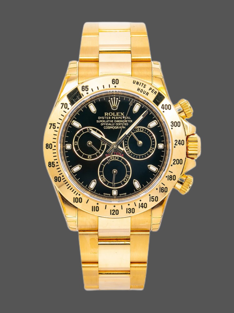 Black Dial Yellow Gold Chronograph 40mm Mens