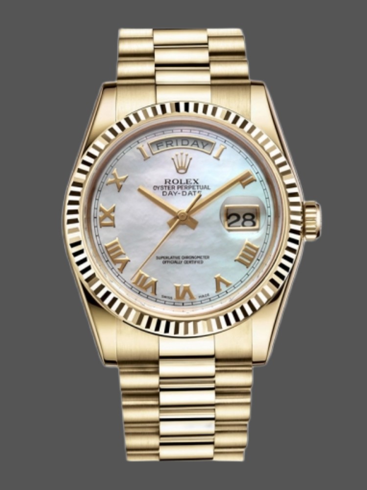 White Mother of Pearl Roman Dial Date
