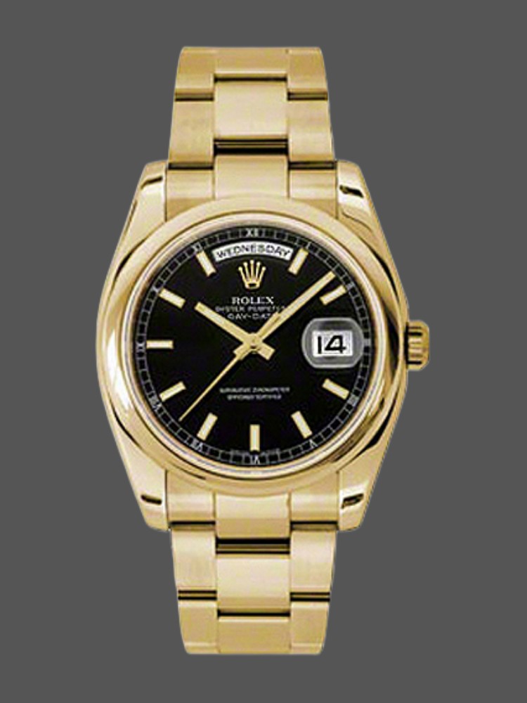 Black Arabic Dial Yellow Gold Date 36mm Unisex