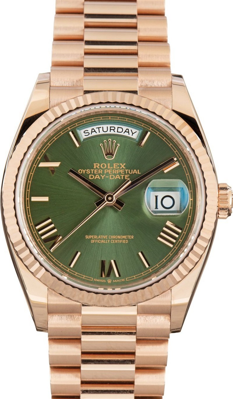Green Roman Dial Everose Gold 40mm Men