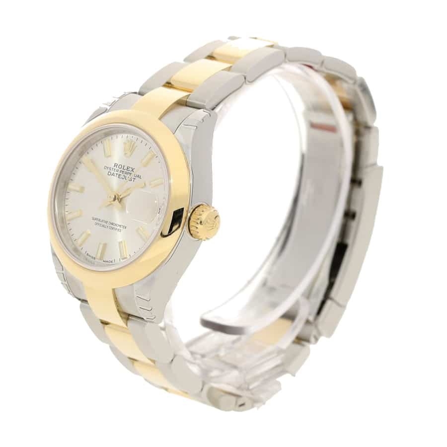 Silver Dial Fluted Bezel Yellow Gold 28mm Lady