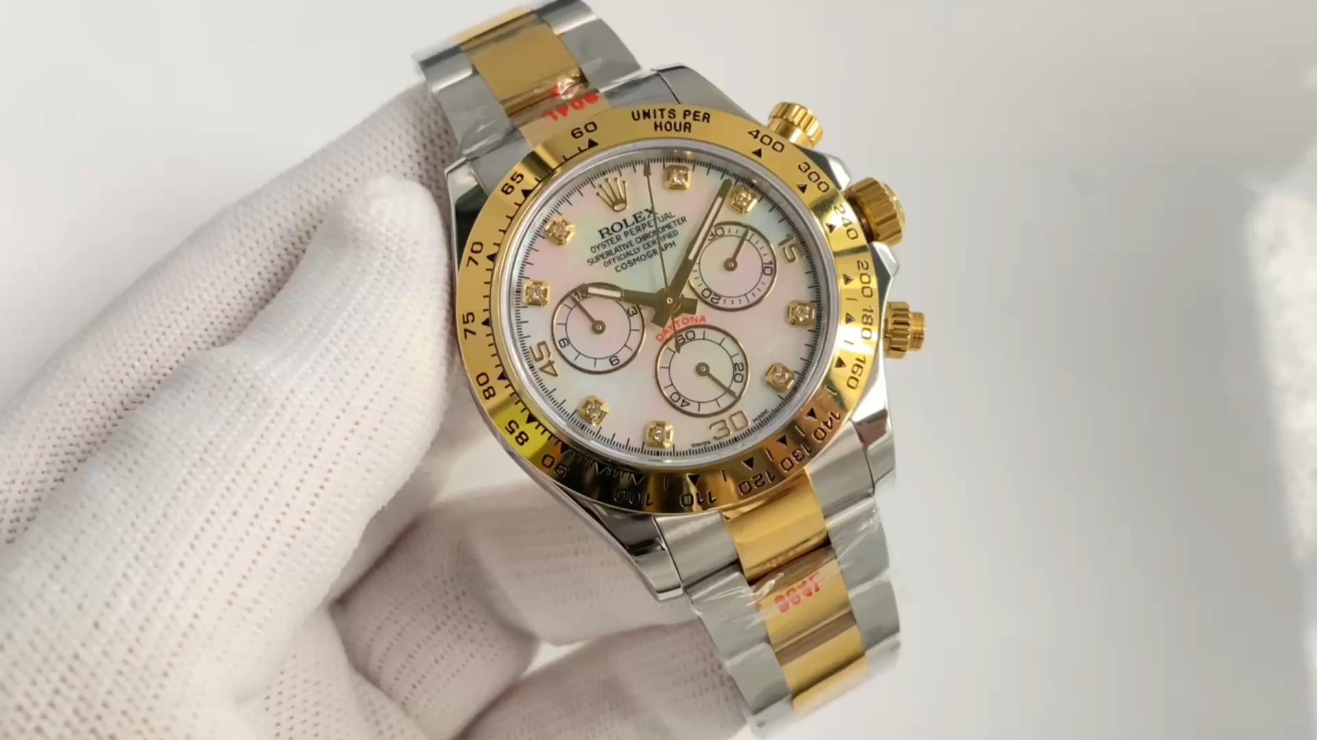 Diamond Mother of Pearl Dial Two Tone Chronograph 40mm Mens