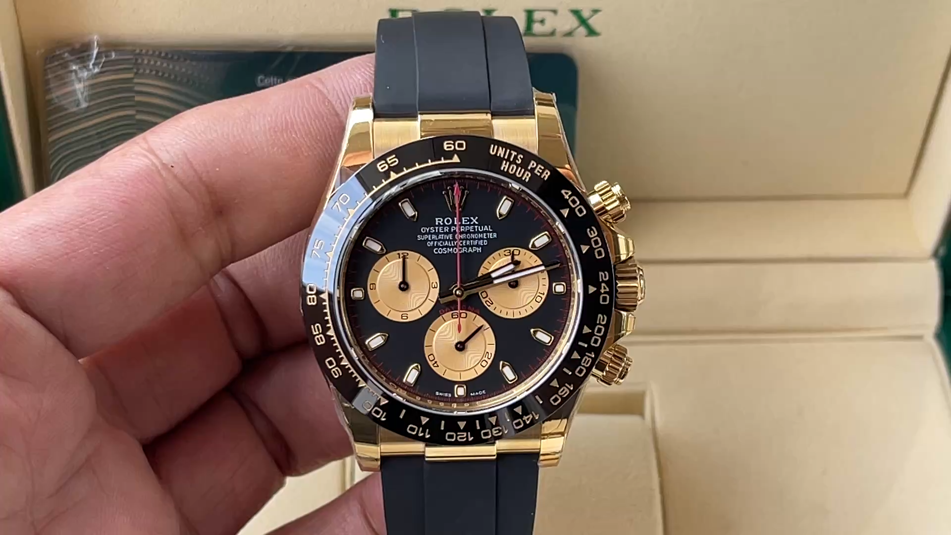 Yellow Gold Black Dial Chronograph 40mm Mens
