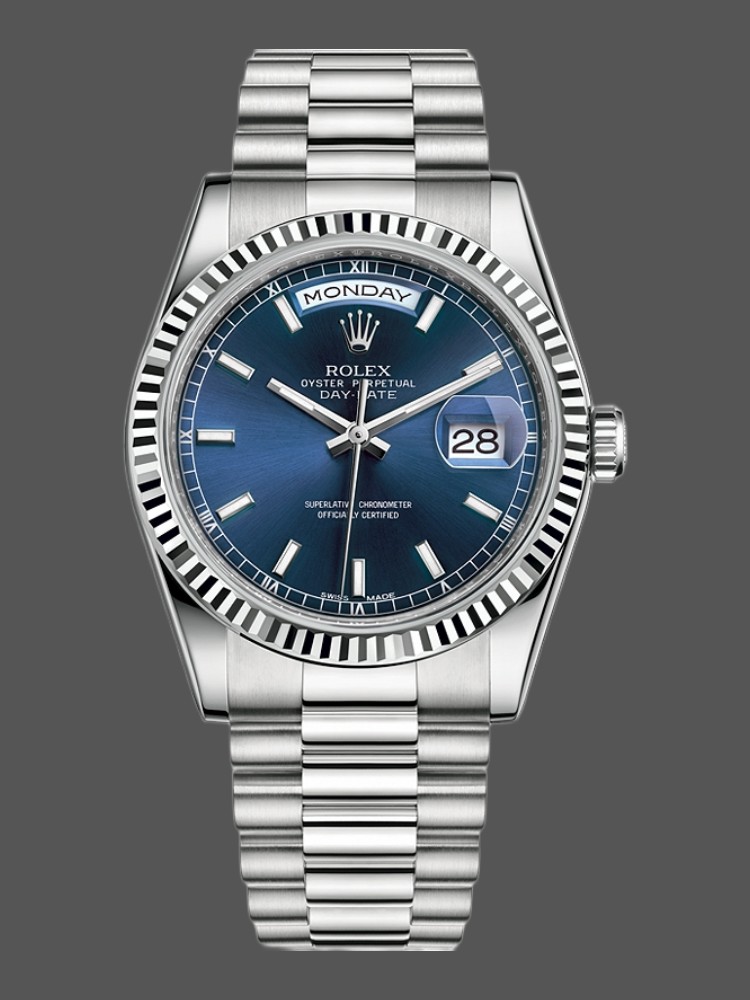 White Gold Blue Dial Date