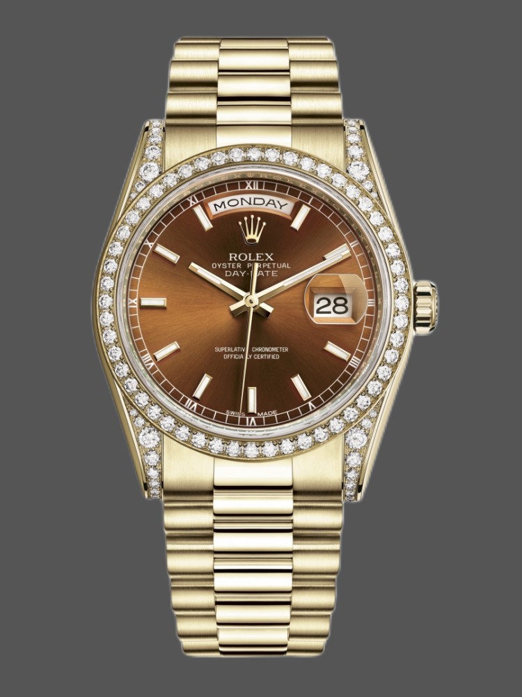 Diamond Bezel Chocolate Brown Dial