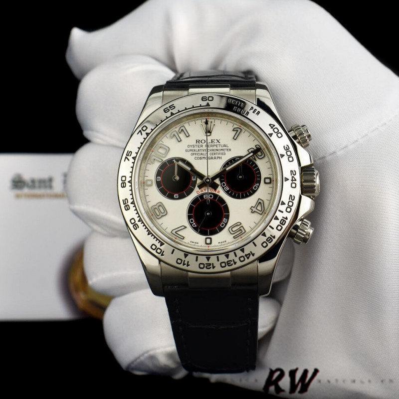 White Dial Black Contrast Chronograph 40mm Mens
