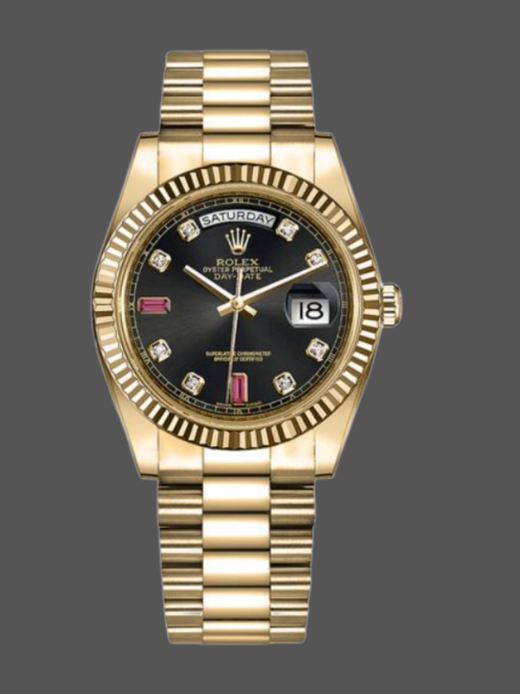 Black Diamond Dial Fluted Bezel Date