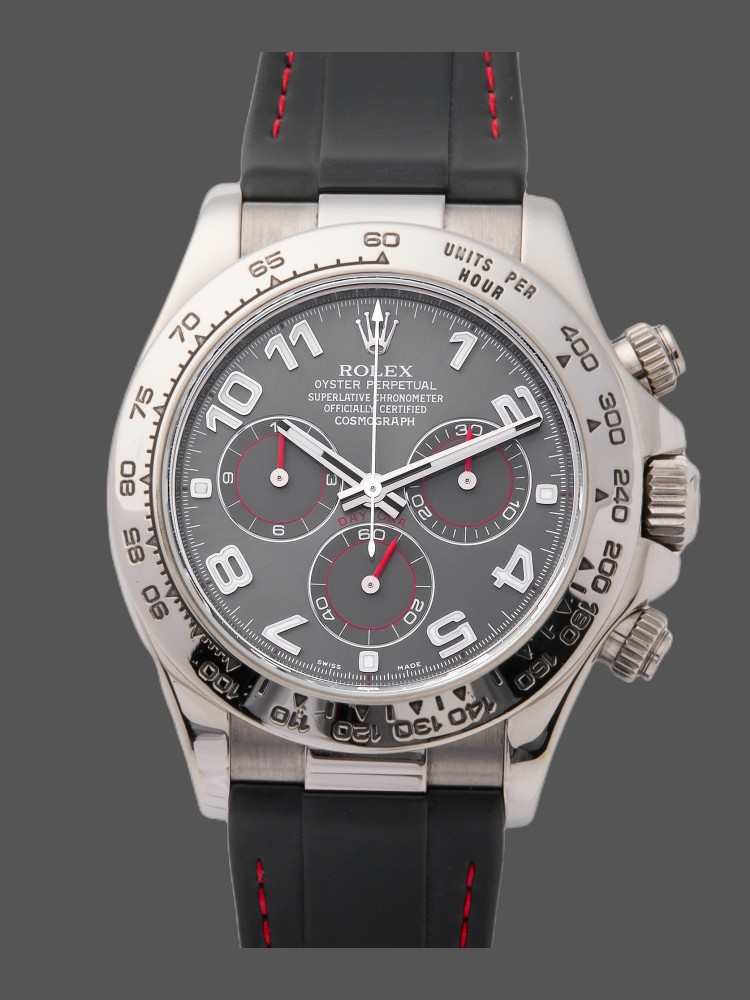 Grey Dial Black Rubber Strap Chronograph 40mm Mens
