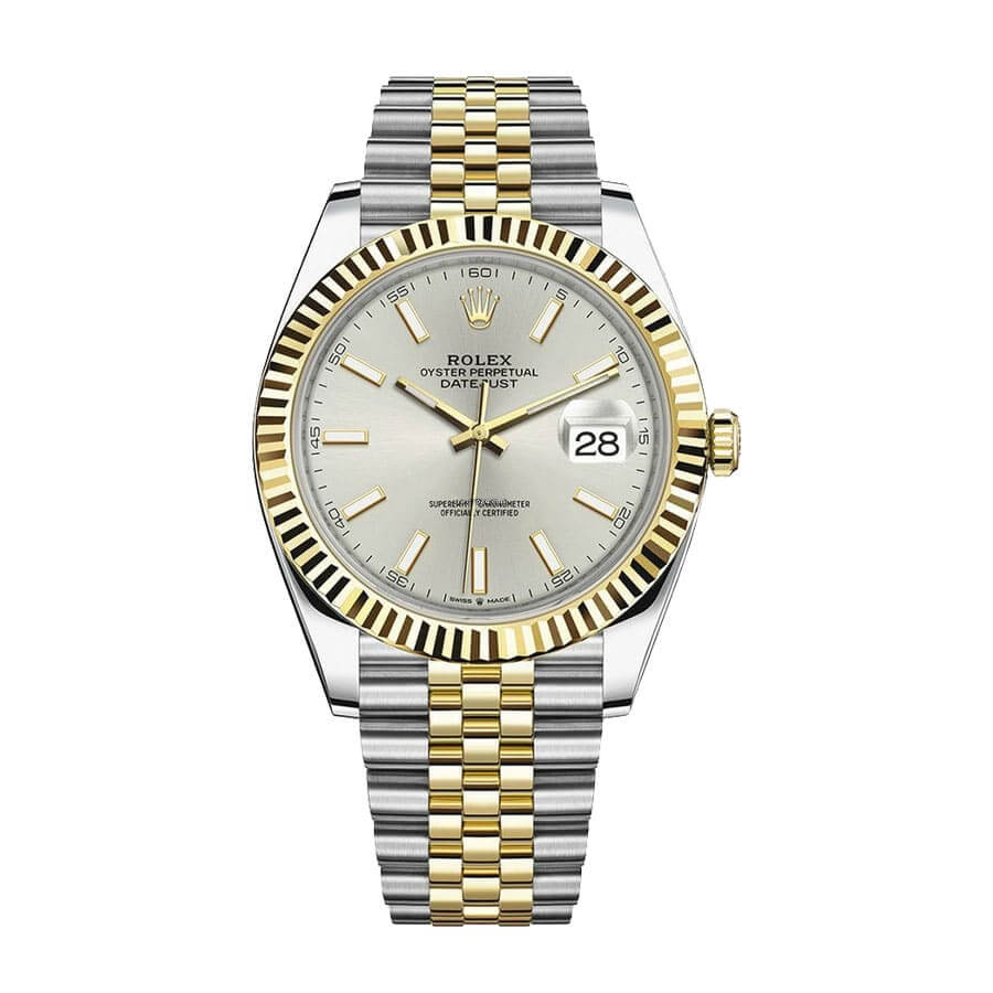 Grey Dial Fluted Bezel Yellow Gold 28mm Lady