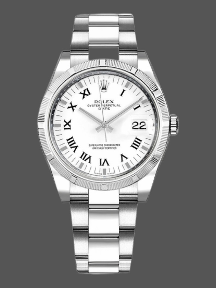 White Roman Numeral Dial Date 34mm Unisex
