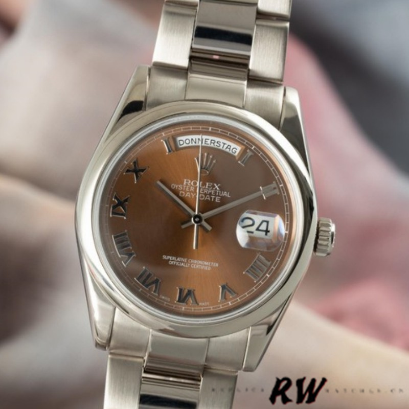 White Gold Copper Brown Dial Date