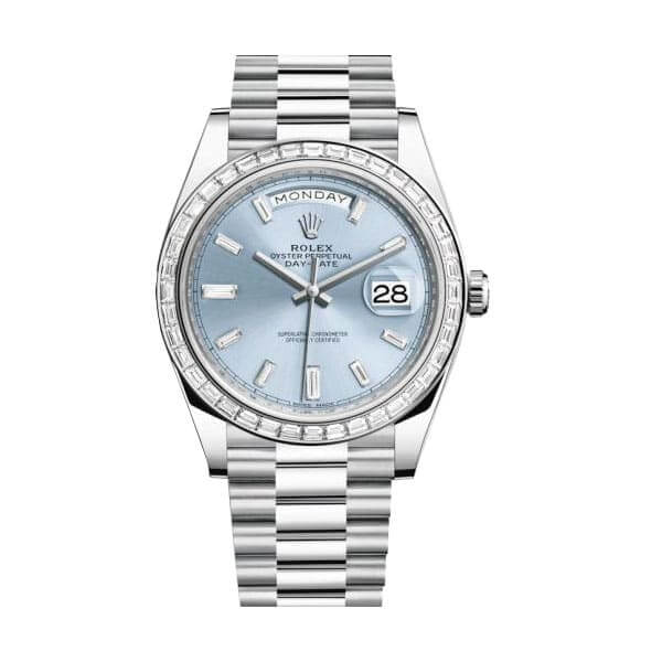 Ice Blue Baguette Dial Platinum 40mm Men