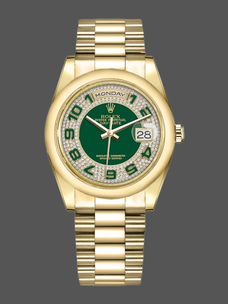 Green Diamond Paved Arabic Dial