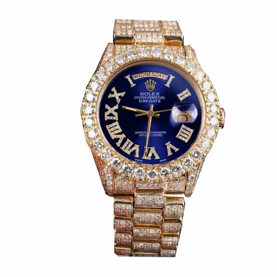 Iced Out Dial Yellow Gold 40mm Men