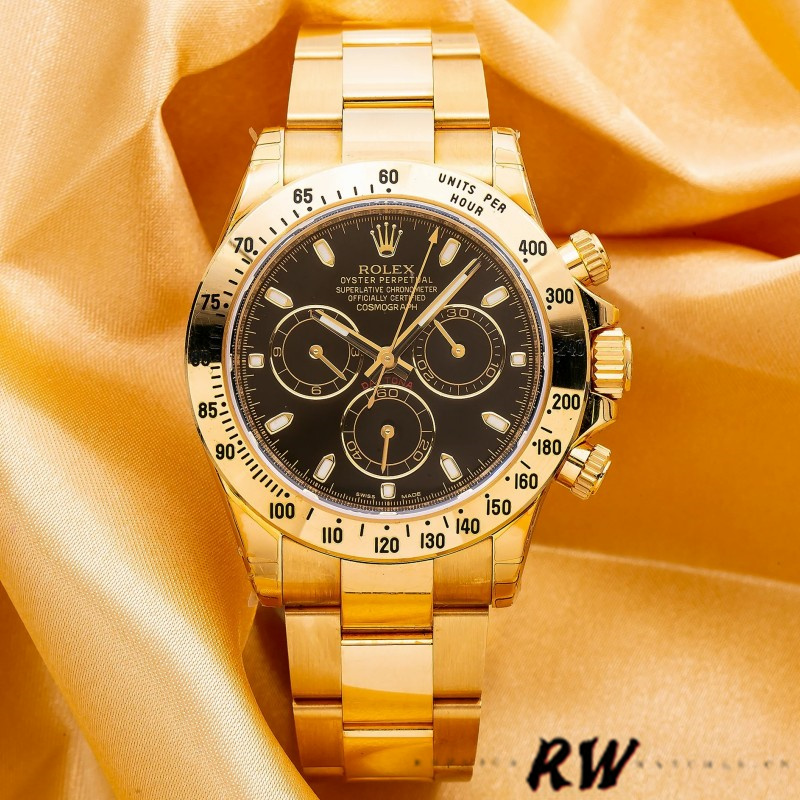 Black Dial Yellow Gold Chronograph 40mm Mens