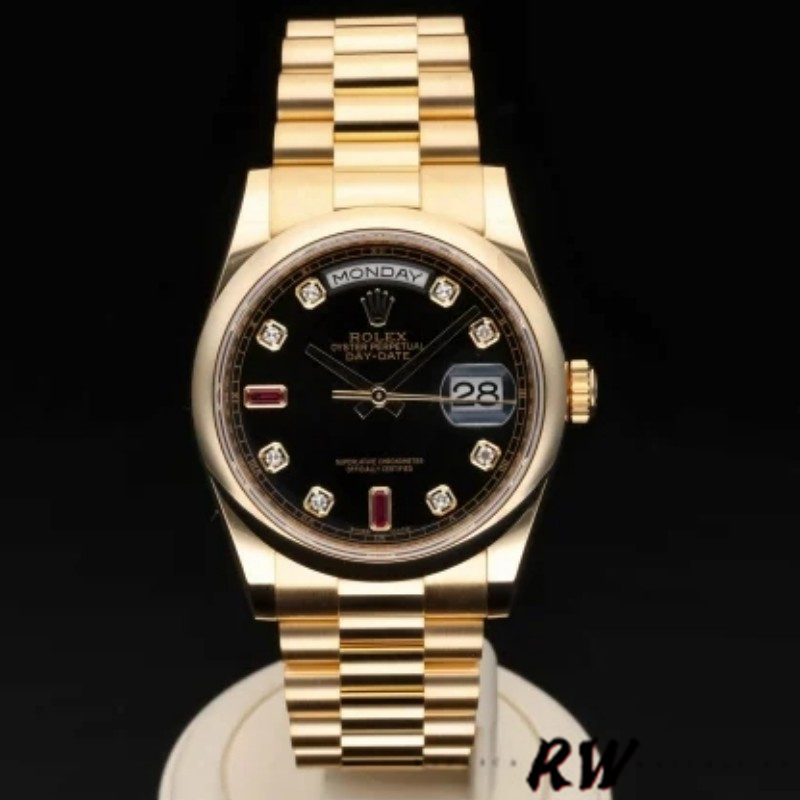 Black Diamond Dial Yellow Gold Date 36mm Unisex