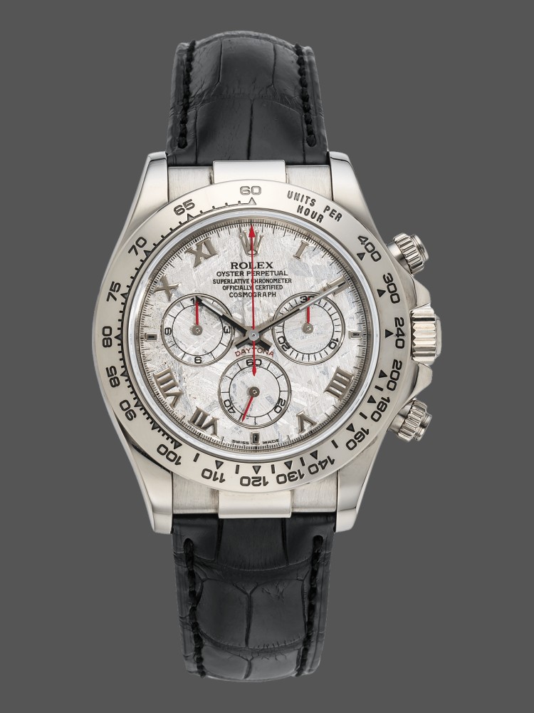 Meteorite Dial Black Leather Strap Chronograph 40mm Mens