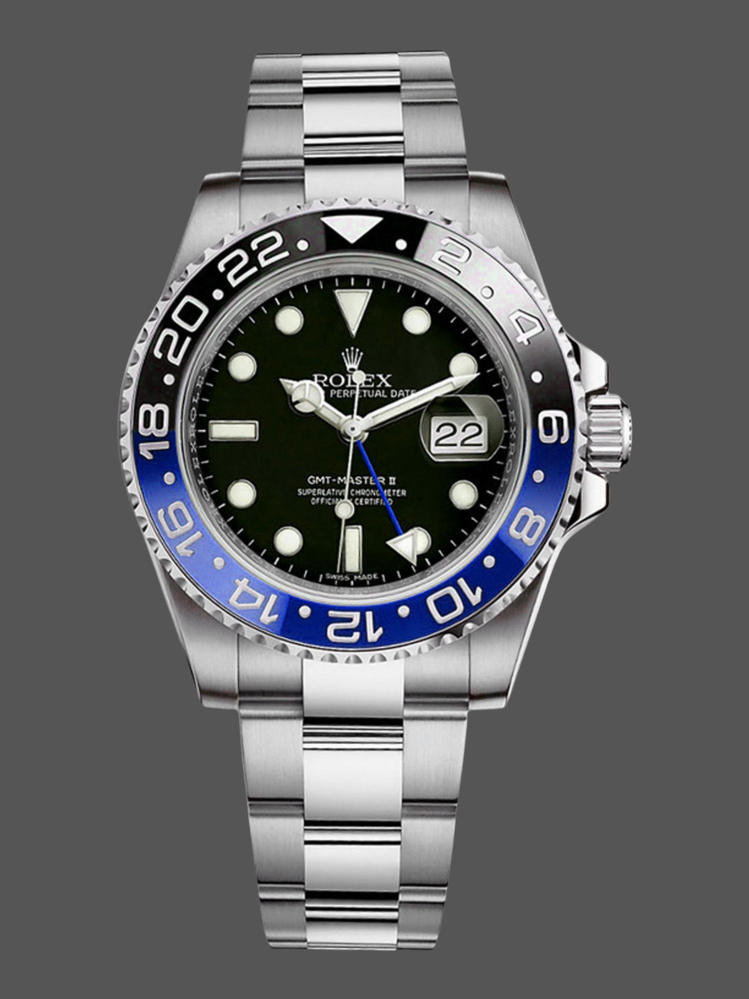 Black Dial Two Tone Dual Time 40mm Mens