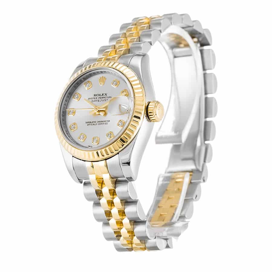 Silver Diamond Dial Yellow Gold 28mm Lady