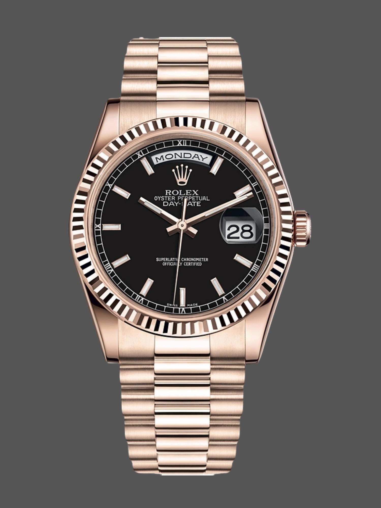 Black Dial Rose Gold Date
