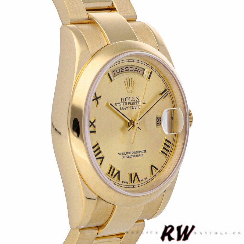 Champagne Dial Roman Numeral Yellow Gold Date 36mm Unisex