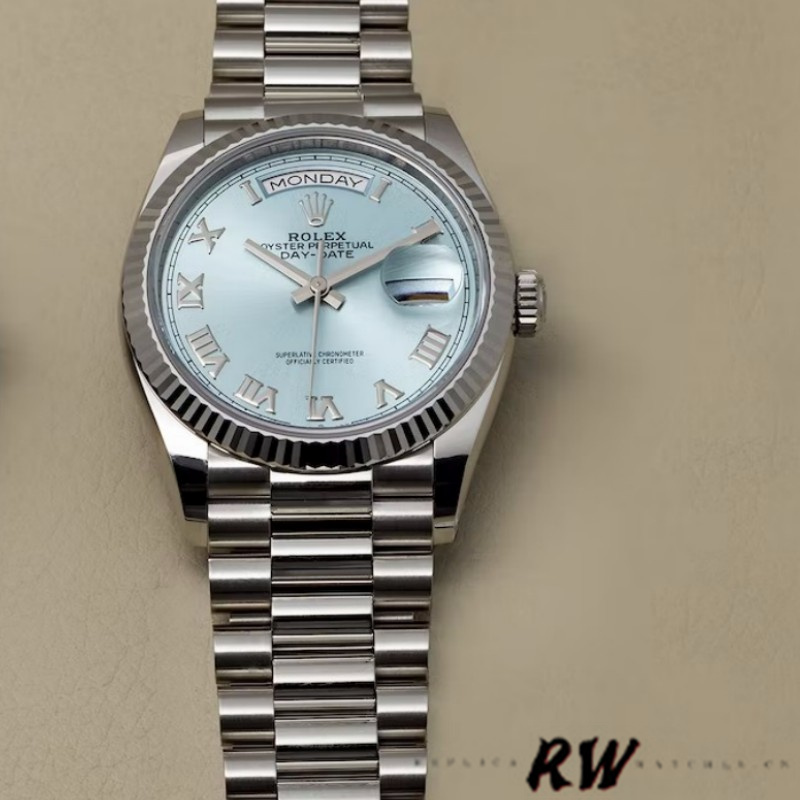 Ice Blue Roman Dial Platinum Date 36mm Unisex