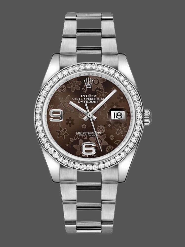 Bronze Floral Arabic Diamond Date 36mm Unisex