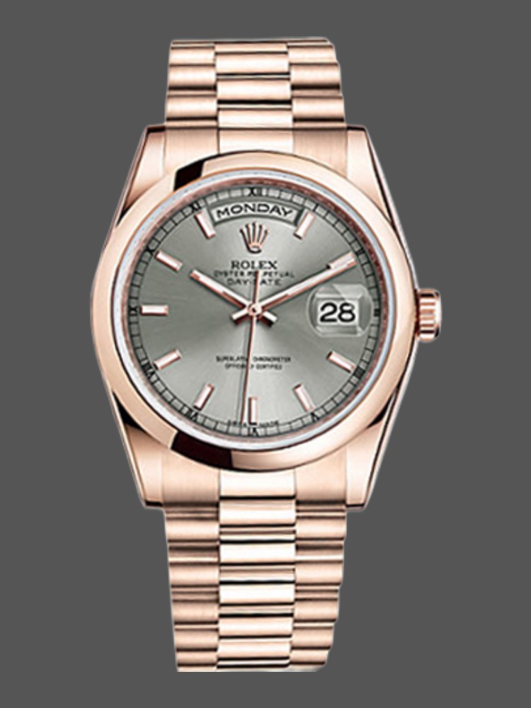 Rose Gold Rhodium Grey Dial Date