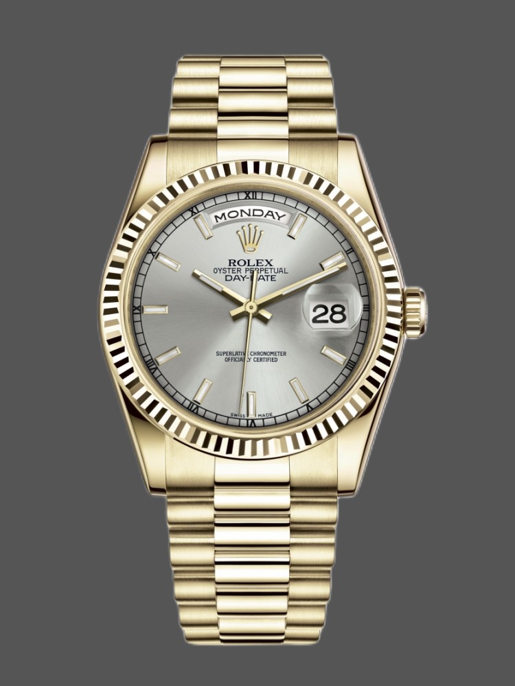 Silver Dial Fluted Bezel Date