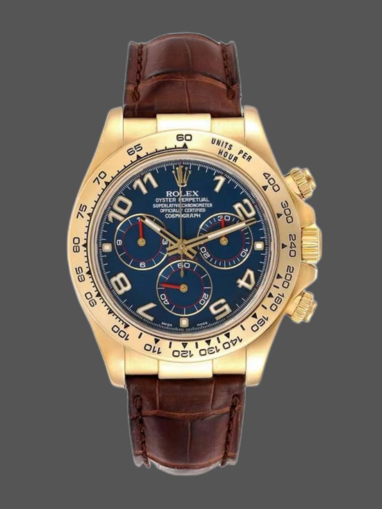 Yellow Gold Racing Chronograph Blue Dial 40mm Mens
