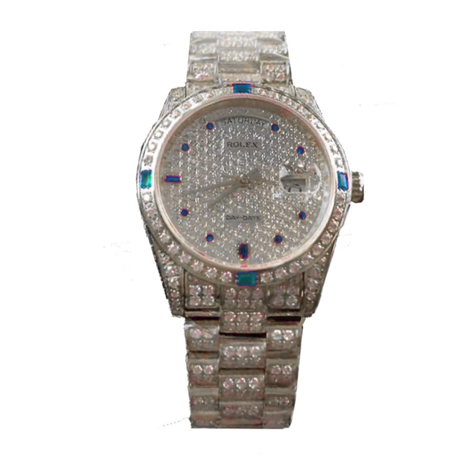 Diamond Markings Fluted Bezel Yellow Gold 28mm Lady