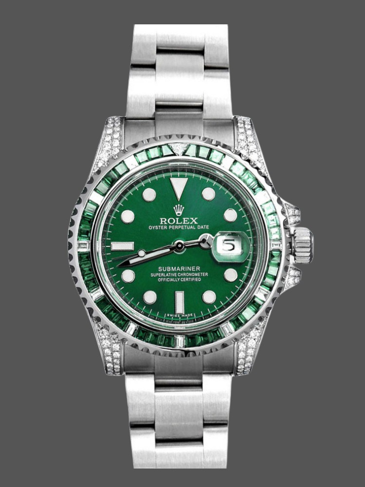Stainless Steel Green Dial Custom Diamond Diver