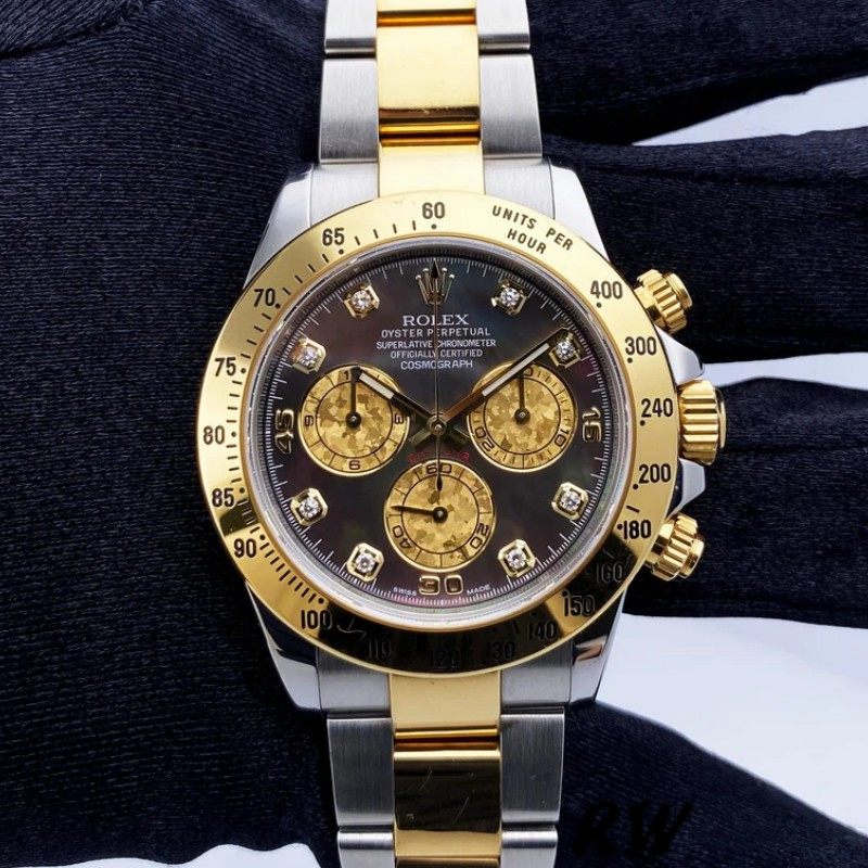 Dark Mother of Pearl Black Dial Chronograph 40mm Mens