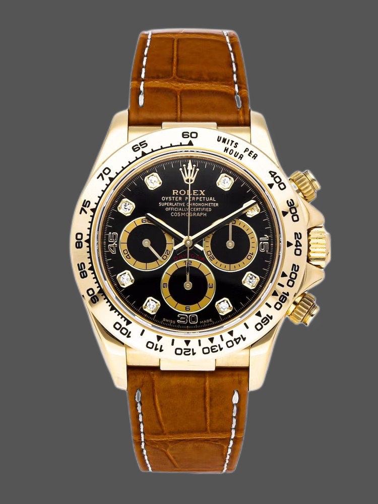 Black Diamond Dial Leather Strap Chronograph