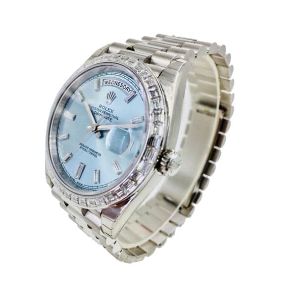 Ice Blue Baguette Dial Platinum 40mm Men