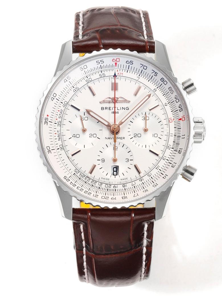 White Dial Rose‑Gold Hands Racing Chronograph Automatic Watch