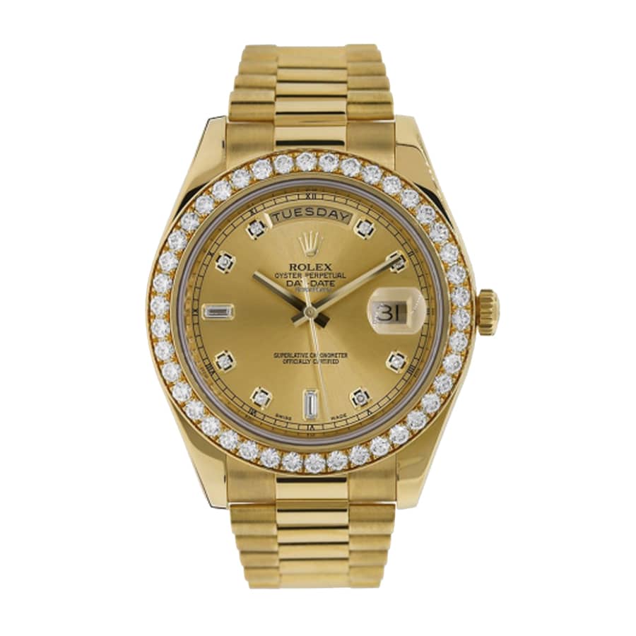 Champagne Diamond Dial Yellow Gold 40mm Men