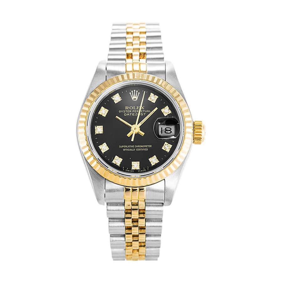 Black Diamond Dial Yellow Gold 28mm Lady