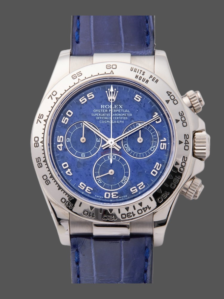 Sodalite Arabic Dial Blue Alligator Leather Chronograph 40mm Mens
