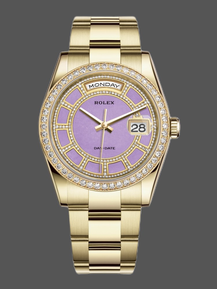 Lavender Jade Carousel Dial Yellow Gold Date