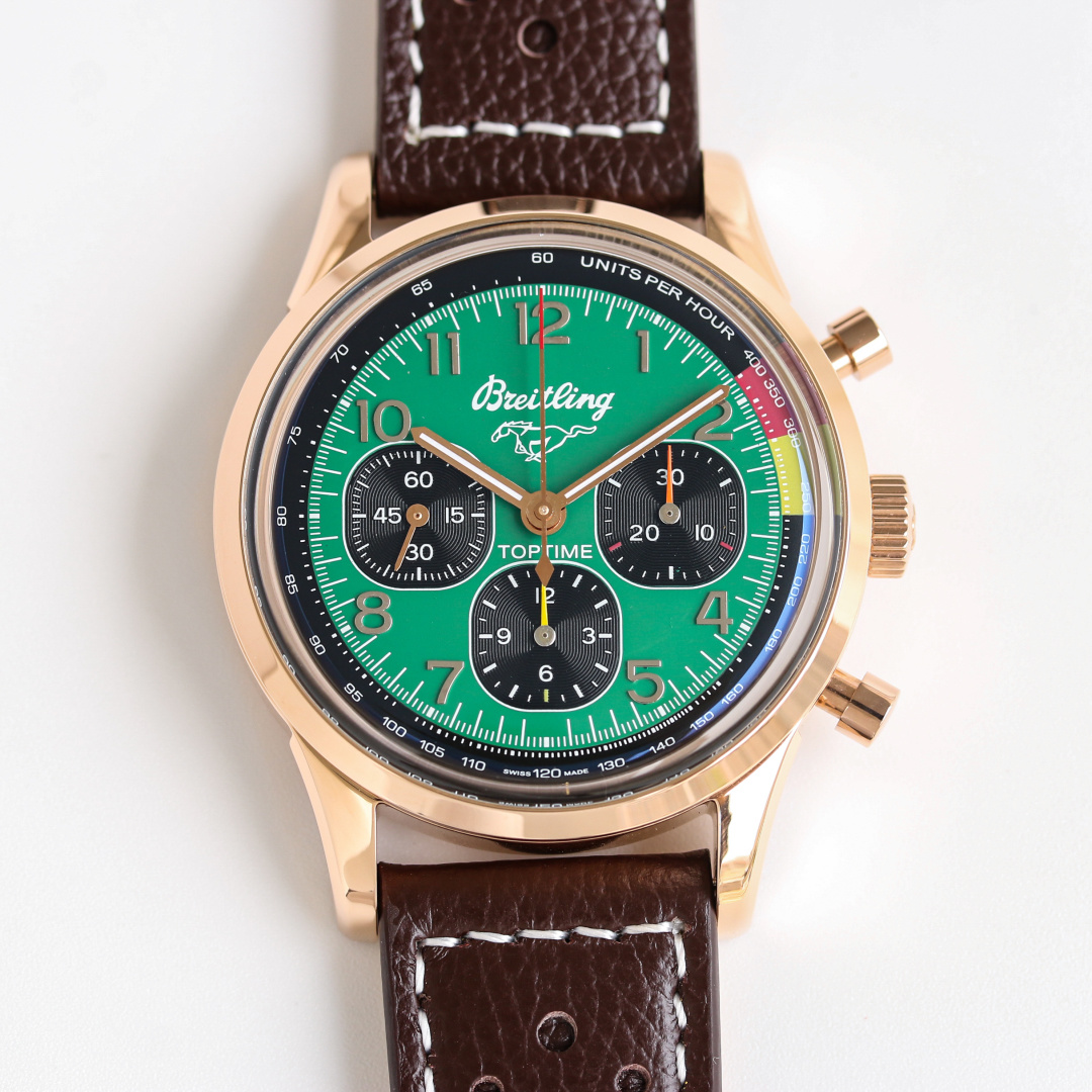 Vintage Racing Chronograph | 42mm Rose Gold-Toned Case Racing Green Arabic Dial