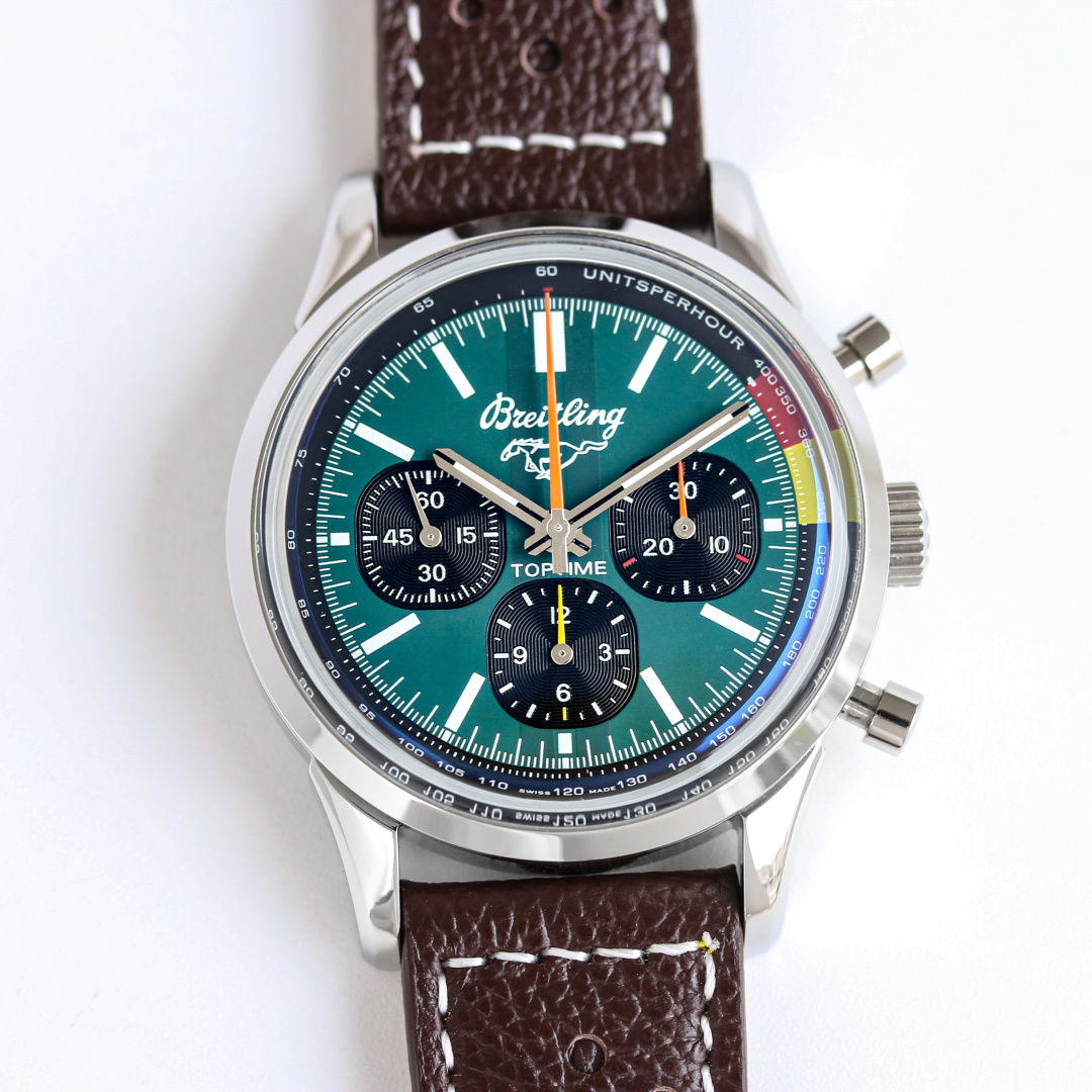 Vintage Racing Chronograph | 42mm Stainless Steel Case Racing Green Stick Marker