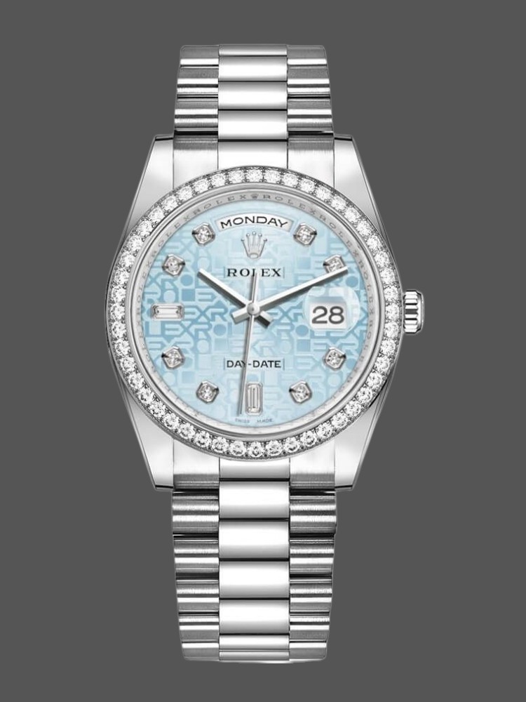Blue Diamond Dial Platinum Date