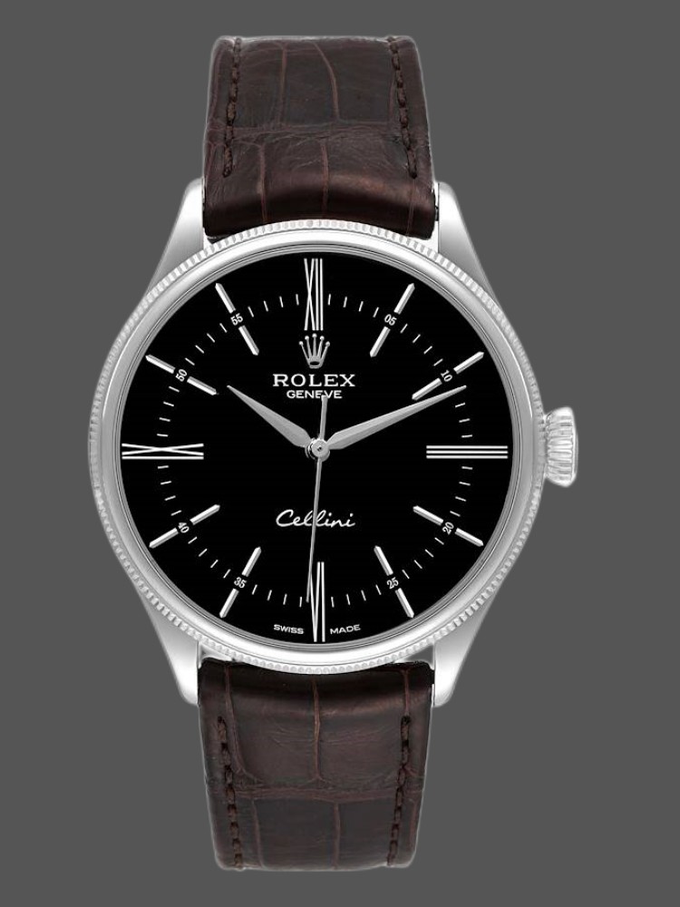 Brown Leather Strap Black Dial