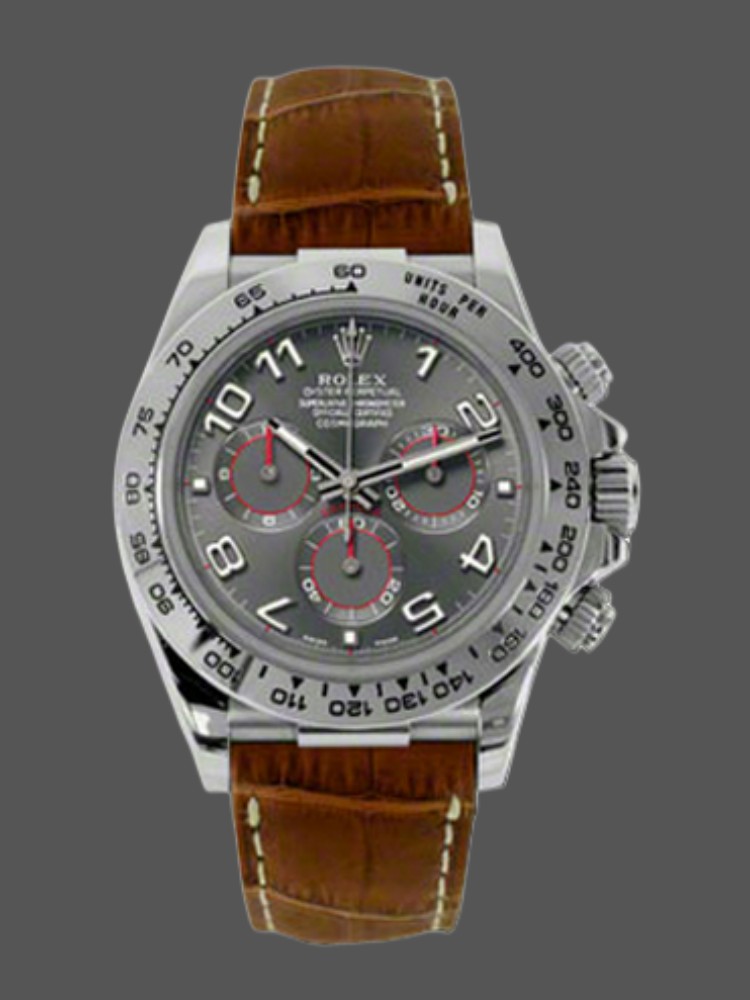 Grey Dial Brown Leather Strap Chronograph 40mm Mens
