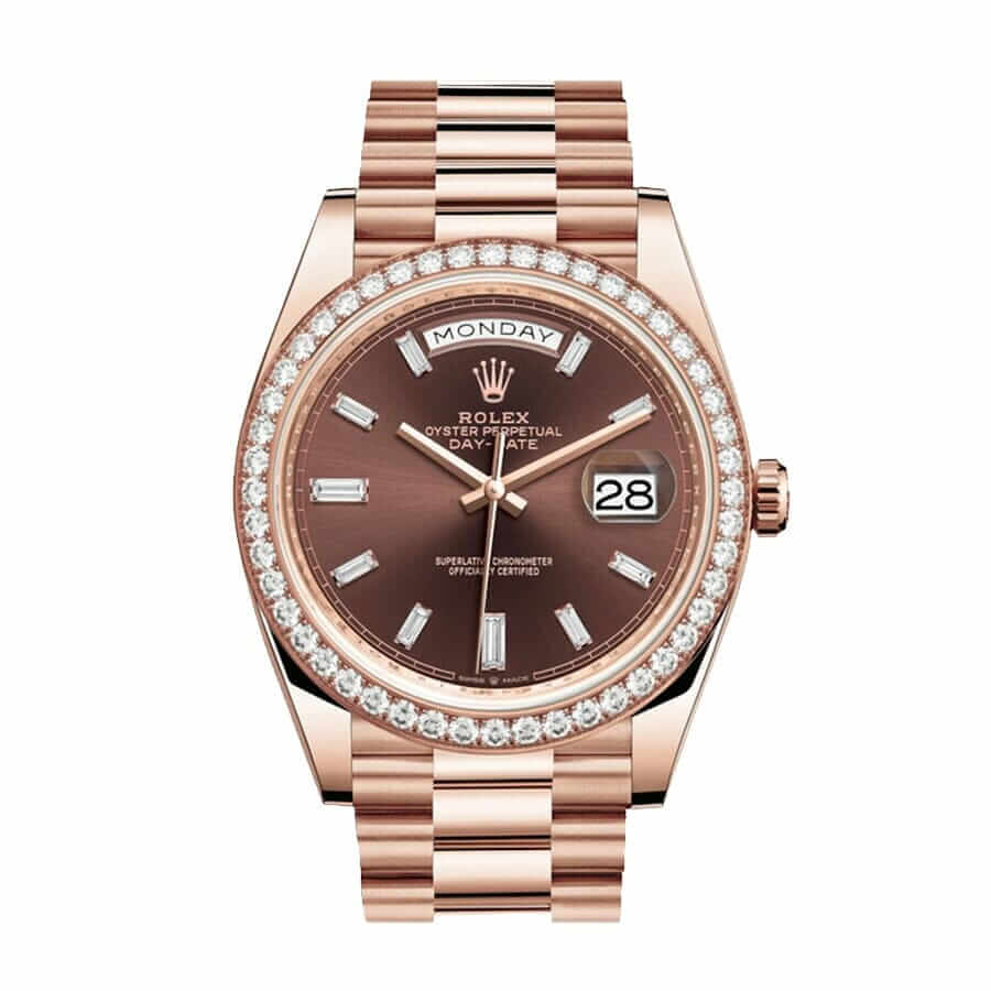 Chocolate Dial Diamond Bezel Everose Gold 40mm Men