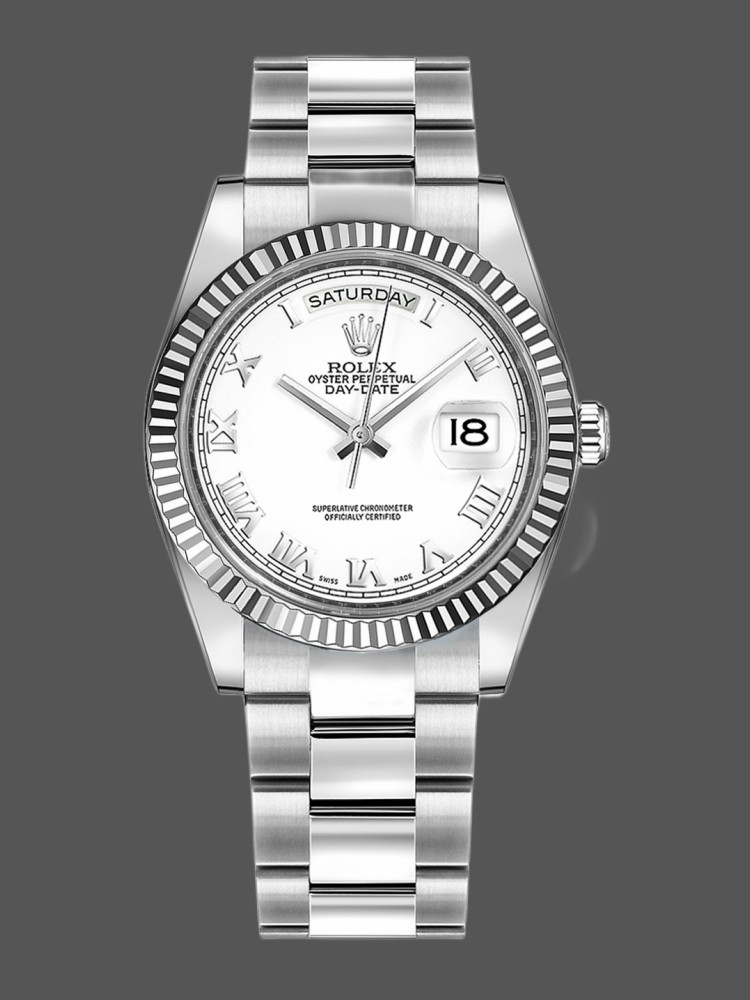 White Gold White Roman Numeral Date