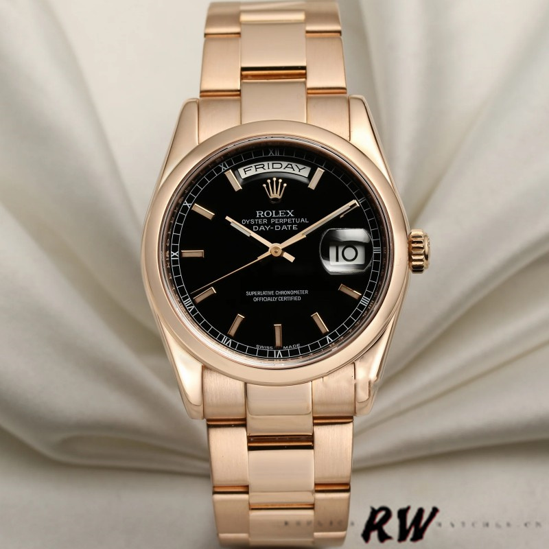 Black Dial Rose Gold Date 36mm Unisex